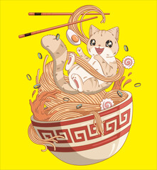 Editable enjoying cat tshirt design