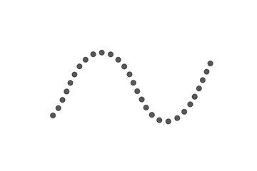 Wavy dotted line vector element. Simple curved path shape for design. Abstract geometric background. Stock illustration isolated. Flowing dot pattern separator for web or print.