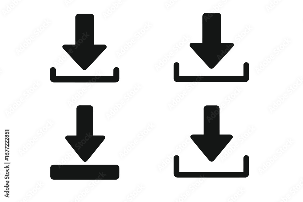 Poster download icon vector set. black isolated arrow symbols for web and mobile apps. ui ux graphic design