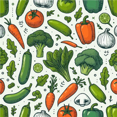 Seamless vector pattern of vegetables