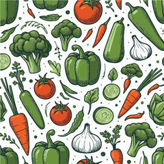 Seamless vector pattern of vegetables