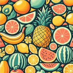 Seamless vector pattern of fruits