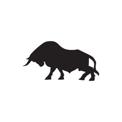 Bold bull silhouette. Strong bull silhouette for finance, sports, and branding designs.