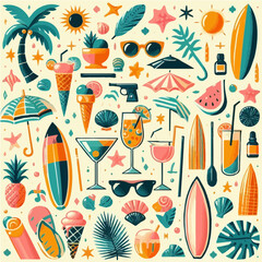 summer seamless pattern with palms
