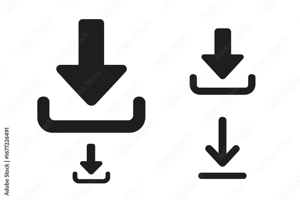 Aufkleber download icon set. arrow down symbol collection. vector graphic element for web and app design. ui u