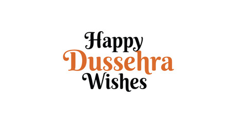  Dussehra greeting text illustration with decorative typography in orange and black on clean background celebrating Hindu festival