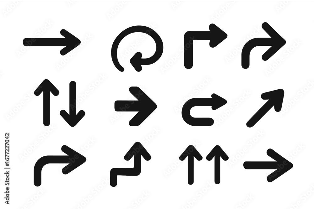 Poster big set of various black arrows. arrow icon collection. direction sign, cursor, pointer symbol for n