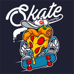 Editable ready to print Skate Pizza tshirt design