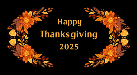 Elegant autumn thanksgiving wreath festive greeting 2025 celebration