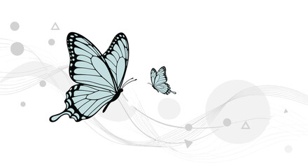 Elegant blue butterflies soaring with graceful lines, perfect for branding, design, and decor.
