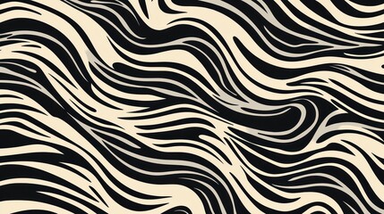 Abstract Swirling Wave Pattern: Black, Beige, and Gray Hues