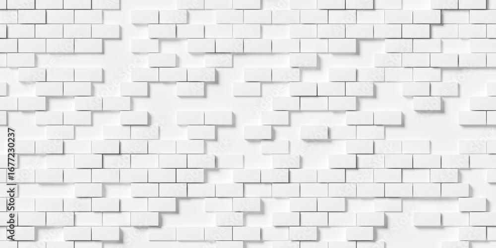 Poster large white boxes or bricks geometry brickwall background wallpaper banner, with random height offse