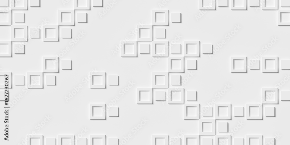 Poster large white square or cube frames alternating with cubes or boxes geometry background wallpaper bann