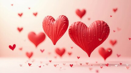 Red hearts floating romantic celebration love romance