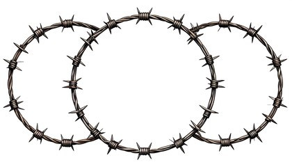 Intertwined barbed wire circles