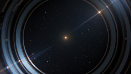 Obraz premium The image shows a black hole in the center of a star-filled sky with a bright star in the middle