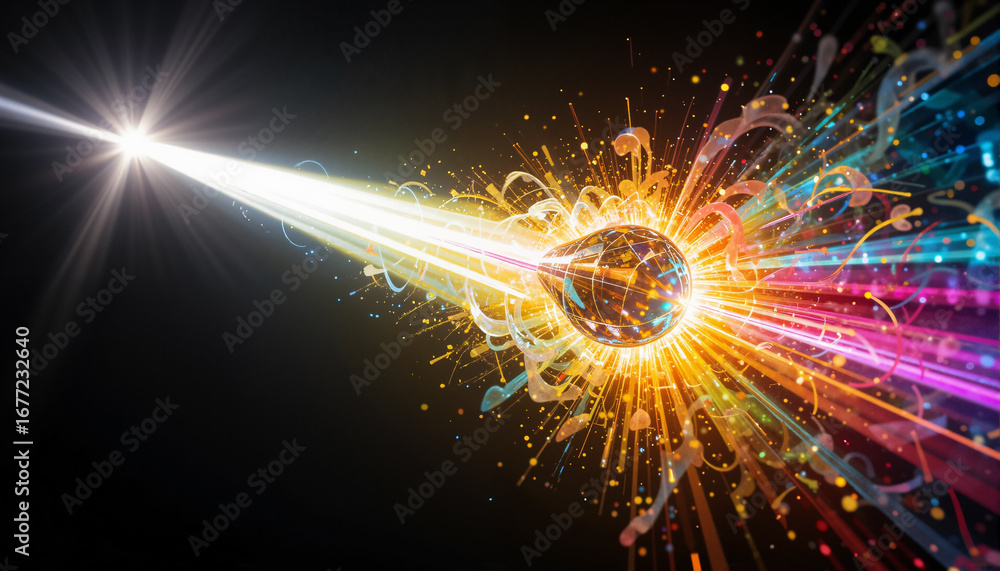 Poster the image shows a colorful explosion of light and sparkles on a black background
