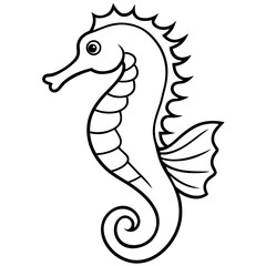 Seahorse line art vector