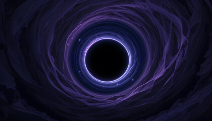 Dynamic Abstract Black Hole in Deep Space with Nebula and Stars, Can Be Used for Scientific Concepts, Cosmic Backgrounds, or Digital Art
