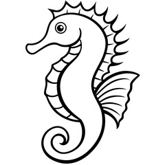 Seahorse line art vector