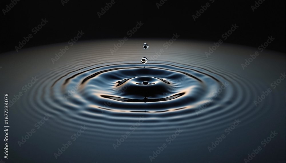 Poster the image shows a single drop of water falling into a pool of water