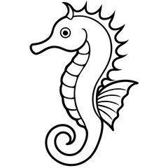 Seahorse line art vector