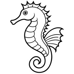 Seahorse line art vector