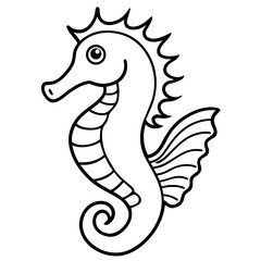 Seahorse line art vector