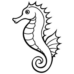 Seahorse line art vector