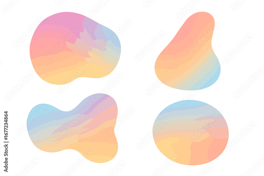 Fototapete set of colorful gradient abstract shapes. modern fluid liquid blob forms with soft pastel hues. vect