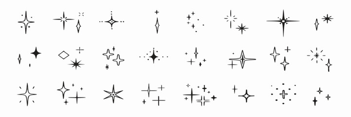 Sparkles, Glitter, and Stars: 30 Hand-Drawn Sparkle Graphics