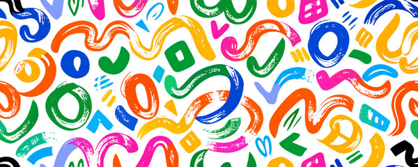 Fototapeta premium Colorful Abstract Paint Strokes Seamless Pattern