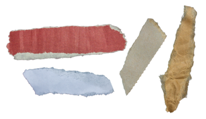 PNG Set of ripped paper torn pieces on transparent background, paper tear design element