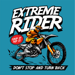 Editable motocross racing background with text extreme rider tshirt design
