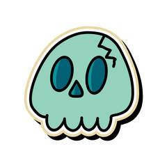 Cute Cartoon Skull Sticker – Fun Spooky Halloween Illustration