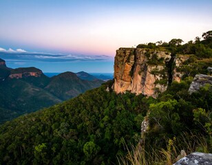 Dramatic mountain vista at dawn