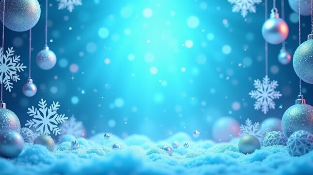 Blue winter ornaments and snowflakes christmas - Powered by Adobe