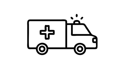 Fototapeta premium An essential black outline icon depicting an ambulance with a cross symbol.