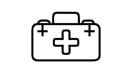 Obraz premium Emergency first aid kit line icon is presented clearly on a solid white background ideal for safety.