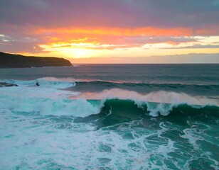 Obraz premium Dramatic ocean sunset