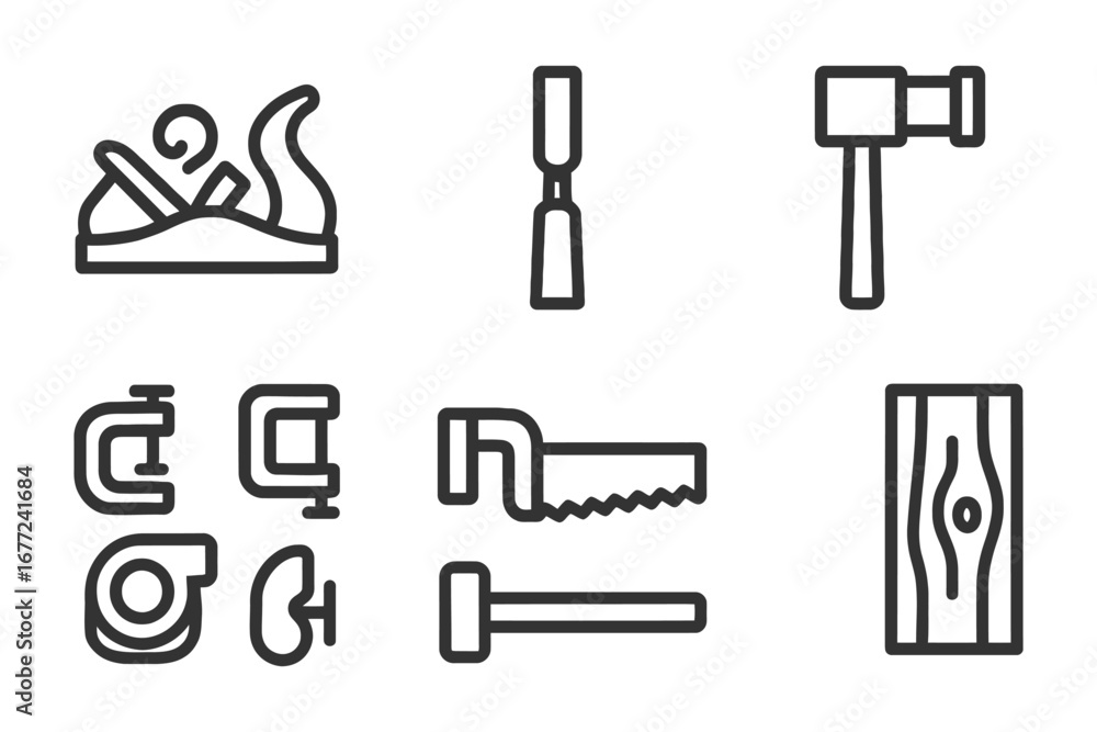 Poster a set of tools including a hammer, saw, and chisel. the image is a collection of various tools that 