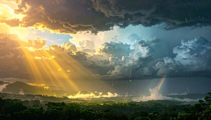 Dramatic sky, rain, and sun