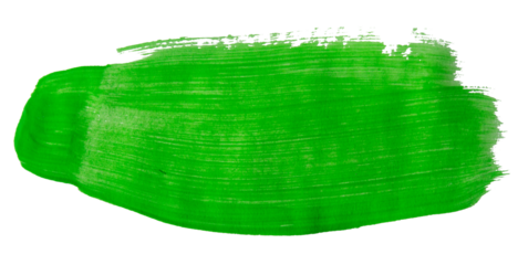 Green brush stroke paint isolated on transparent background