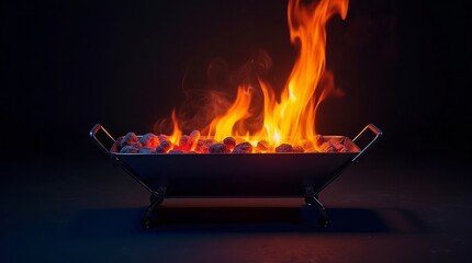 Glowing Embers Fire Pit Flames burning coals