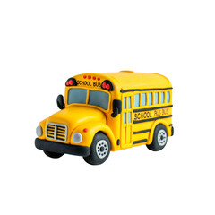Yellow School Bus Model Against Black Background Represents Education and Transportation