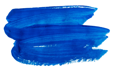 Blue brush stroke paint isolated on transparent background