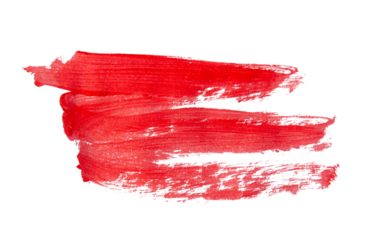 Red brush stroke paint isolated on transparent background