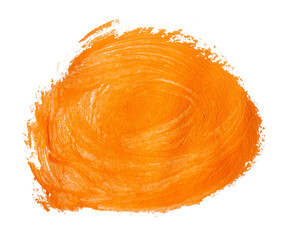 Orange brush stroke paint isolated on transparent background