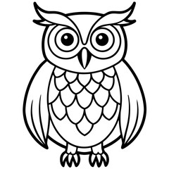 Owl line art vector (