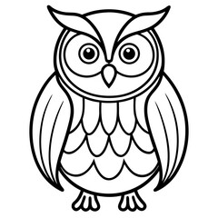 Owl line art vector (
